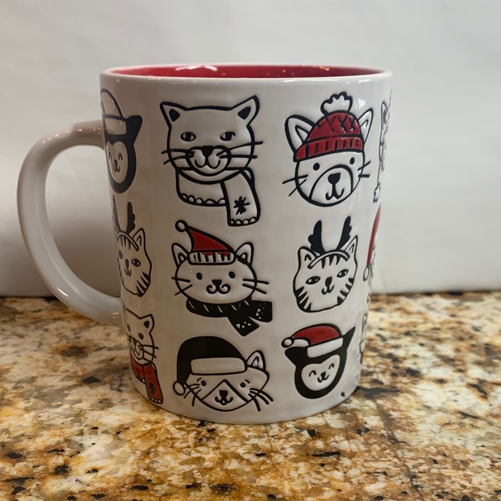 Cat Design Mug - Red and White